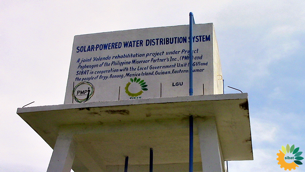 Solar water tank in Barangay Banaag, Manicani, Eastern Samar.